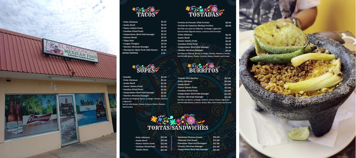 Taqueria El Rinconcito Mxcn Menu