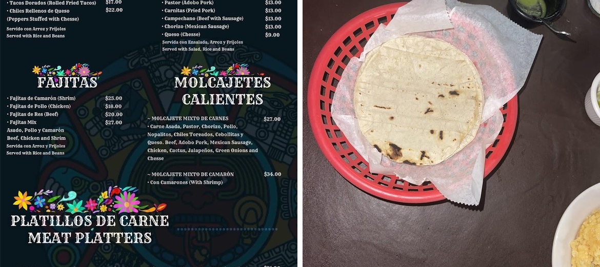 Taqueria El Rinconcito Mxcn Menu